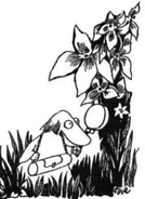 Kuvassa Hemuli tutkii Hattivattien ilmapuntaria.