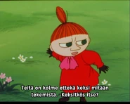 Pikku Myy on sitä mieltä, että Muumipeikko, Nipsu ja Niiskuneiti eivät keksi mitään tekemistä.