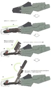 Diagram of the F-22A's Close Combat Dagger storage and deployment.