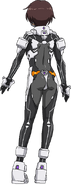 Aki in a Fortified Suit, back view.