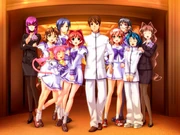 From left to right: Yuuko, Chizuru, Miki, Kashiwagi, Sumika, Takeru, Akane, Kei, Mikoto, Marimo.