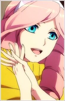 My hero academia character with long white and pink hair, feminine boy,  energy powers, from the tv show