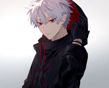 anime character handsome guy halfman halfdemon of fire confidence and  fortitude flame in the eyes ethnic armor salamndra dragon inside  challenge to the world wings Assassinexpressive look  long white hair  tomoe 