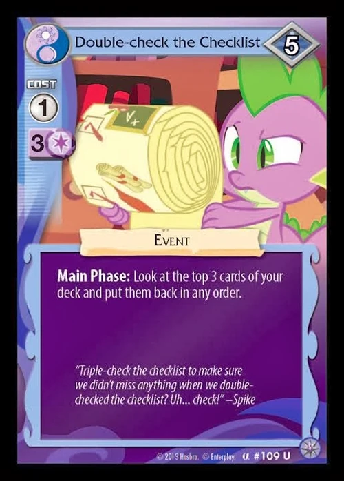 109. Doublecheck the Checklist My Little Pony Collectible Card Game