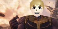 Kienan as Thanos as he prepares to end his Tomodachi Life islanders.