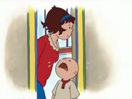 Caillou is upset after Andre breaks his chair