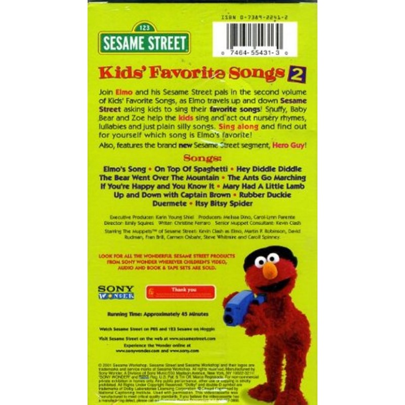 Sesame Street Kids' Favorite Songs 2 2001 DVD/Gallery | My