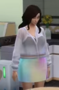 Screenshot from Part 6 of the 100 Baby Speedrun, just after winterfest, in which she takes a sip from Dave Grossman's llama berry coke.