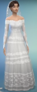 Casey as a young adult, in her wedding outfit