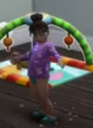 Cecelia at the beginning of Part 3 of the 100 Baby Speedrun, right after aging up into a toddler.