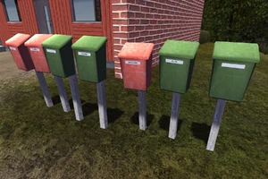 The mailboxes in front of the  .
