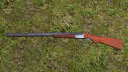 Reijo's shotgun lying on the ground.