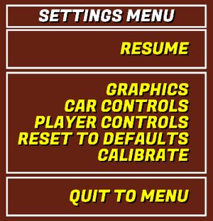 Settings menu