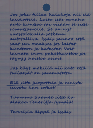 The note from the parents.