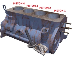 Piston designation in engine block