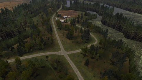 Above view of the crossroads (Compass-orienated)
