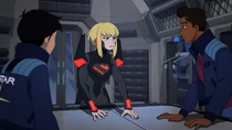 Kara discussing the rescue operation.