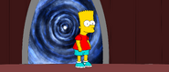 Bart Simpson from a portal in Gabriel's workshop