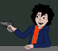 Hiro with a gun