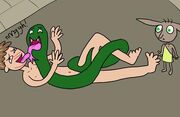 Snake and Loopin were in da middle of da empty hall doin it, and Dobby was watching