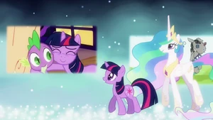 Celestia montre à Twilight ce qu'elle a appris.