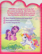 Kimono's Backcard Story. Note the inclusion of Sunny Daze.