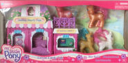 Meadowbrook as a bonus pony with the re-release of the Cotton Candy Cafe playset.