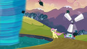 Fluttershy preparing to enter the tornado S2E22