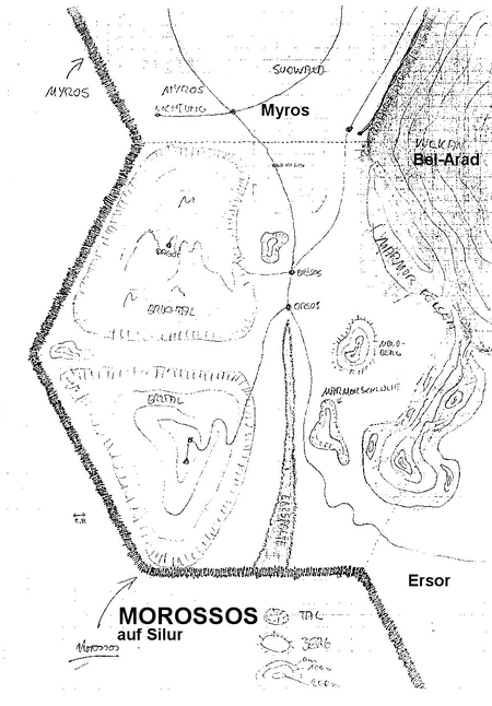 Schematische Karte von Morossos, wie sie die  bei ihrer Planung verwendete.