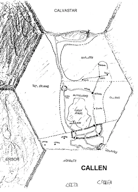 Schematische Karte von Callen, wie sie die  bei ihrer Planung verwendete.