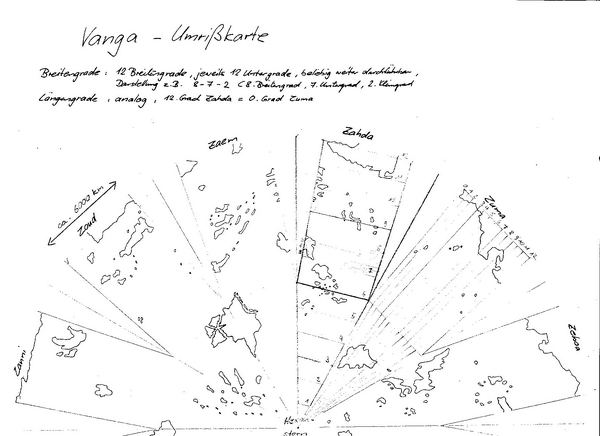 Karte der Ophiswelt mit Zackeneinteilung
