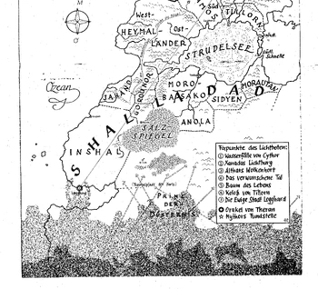 Die Karte des Shalladad bis hoch zu den 