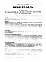 Regelfragen zur Regelüberarbeitung von *VFM18* WA