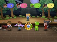 Trevor hosting the "Drama 101" minigame in MySims Party (Wii).