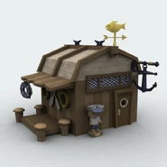 Possibly a house from Shipwreck Cove. Some elements can be recreated with the Seafarer Scroll.