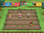 Beebee hosting the "Carrot Crop" minigame in MySims Party (Wii).