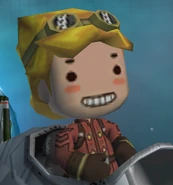 A close-up of Buddy in a plane.