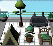 The website with 5 Nature objects: Potted Tree, Gray Kitty Sofa, Tent, Carnivorous Plant, and 100% Organic Bed.