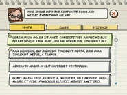 An early version of the MySims Agents notepad, including an early dialogue icon for Rosalyn.