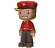 A GIF of Buddy saluting and losing his balance.