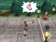 Spencer hosting the "Knight in Training" minigame in MySims Party (Wii).