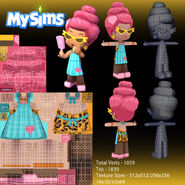 Shirley's MySims 3D model reference by character artist Roman Pangilinan.[1]