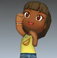 Sasha's happy emote in SimCity Creator (Wii).