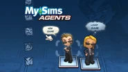 Two players on the MySims Agents main menu.