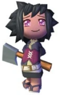An official render of Yuki from the MySims Prima Game Guide. She is holding an axe, which is used in her MySims Party minigame.[5]