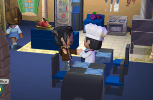 Two Sims interacting.