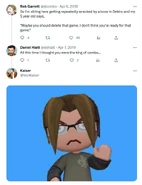 MySims developers Daniel Hiatt and Brian Kaiser responding to Rob Garrett's tweet.