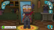 Star wearing a black ninja outfit and hood in Create-A-Sim.