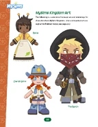 Page 22: MySims Kingdom art: Roxie Road, Sheriff Ginny, and Rusty