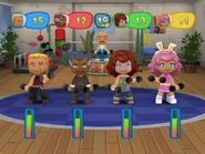 Roger hosting the "Pump-it!" minigame in MySims Party (Wii).